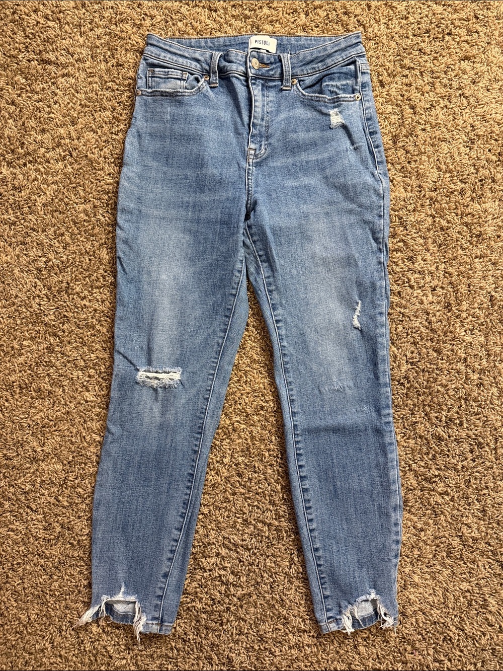 pistola Medium Light Blue Distressed Skinny Jeans